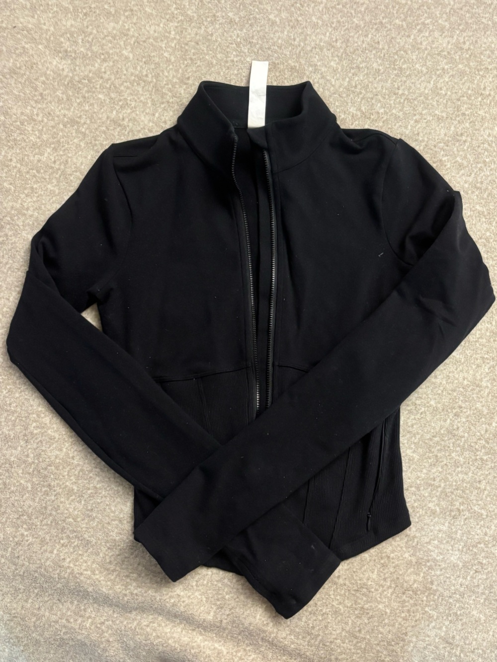 ALO Yoga Black Women's Zip Jacket with Ribbed Waist